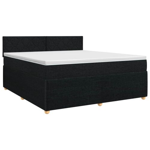 Boxspring krevet s madracem Crna 140 x 190 cm Tkanina - Crna 140 x 190 cm Dizajn s rombovima Cijena