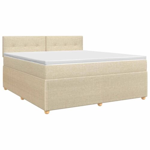 Boxspring krevet s madracem Krem 160 x 200 cm Tkanina - Krem 160 x 200 cm Prošiveno gumbima Cijena