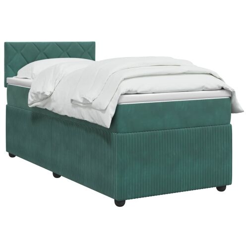 Boxspring krevet s madracem Tamnozelena 80 x 200 cm Baršun - Tamnozelena 80 x 200 cm Dizajn s rombovima Cijena