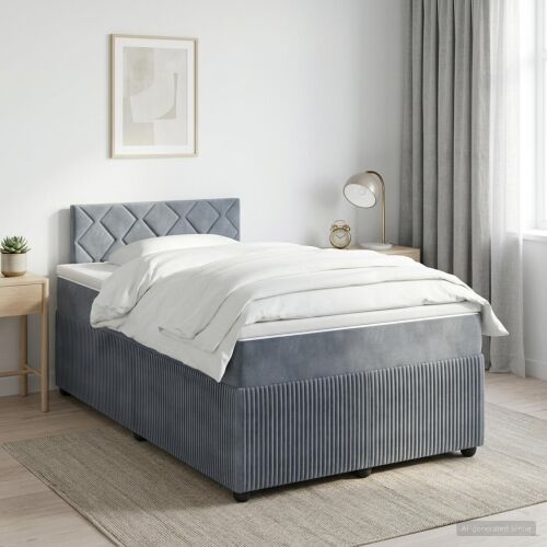 Boxspring krevet s madracem Tamnosiva 120 x 190 cm Baršun - Tamnosiva 120 x 190 cm Dizajn s rombovima Cijena