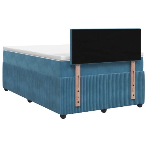 Boxspring krevet s madracem Tamno plava 120 x 200 cm Baršun - Plava 120 x 200 cm Prošiveno gumbima Cijena