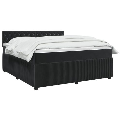Boxspring krevet s madracem Crna 140 x 190 cm Baršun - Crna 140 x 190 cm Kristal s dugmadima Cijena