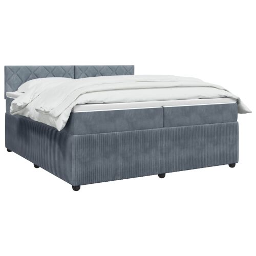 Boxspring krevet s madracem Tamnosiva 200 x 200 cm Baršun - Tamnosiva 200 x 200 cm Dizajn s rombovima Cijena