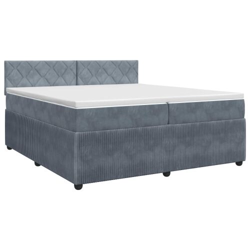 Boxspring krevet s madracem Tamnosiva 200 x 200 cm Baršun - Tamnosiva 200 x 200 cm Dizajn s rombovima Cijena