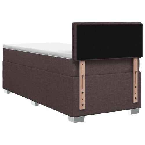 Krevet s box springom, madracem i LED-om Tamno smeđa Tkanina - Tamno smeđa 80 x 200 cm Dizajn s rombovima Cijena
