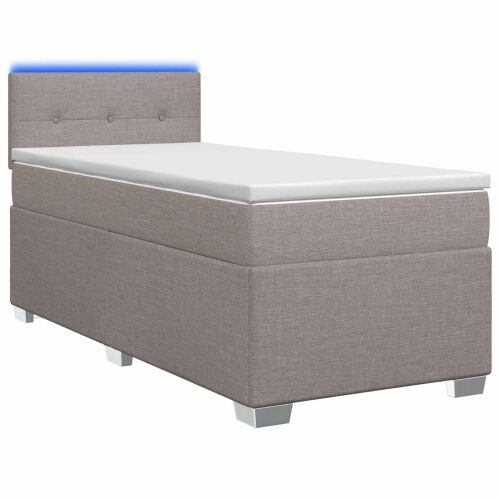 Krevet s box springom, madracem i LED-om Sivosmeđa 100 x 200 cm - Sivosmeđa 100 x 200 cm Prošiveno gumbima Cijena