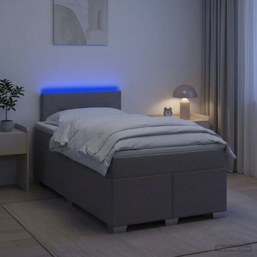 Krevet s box springom, madracem i LED-om Sivosmeđa 120 x 190 cm - Sivosmeđa 120 x 190 cm Prošiveno gumbima Cijena