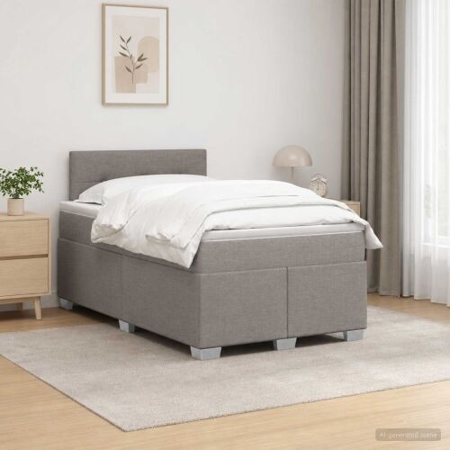 Krevet s box springom, madracem i LED-om Sivosmeđa 120 x 190 cm - Sivosmeđa 120 x 190 cm Prošiveno gumbima Cijena