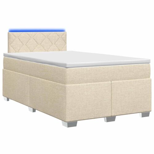 Krevet s box springom, madracem i LED-om Krem 120 x 190 cm - Krem 120 x 190 cm Dizajn s rombovima Cijena