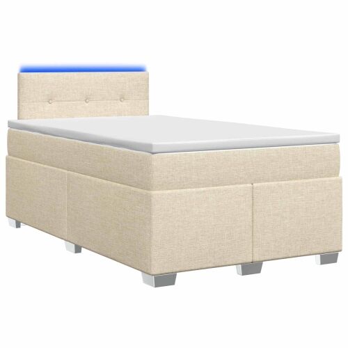 Krevet s box springom, madracem i LED-om Krem 120 x 200 cm - Krem 120 x 200 cm Prošiveno gumbima Cijena