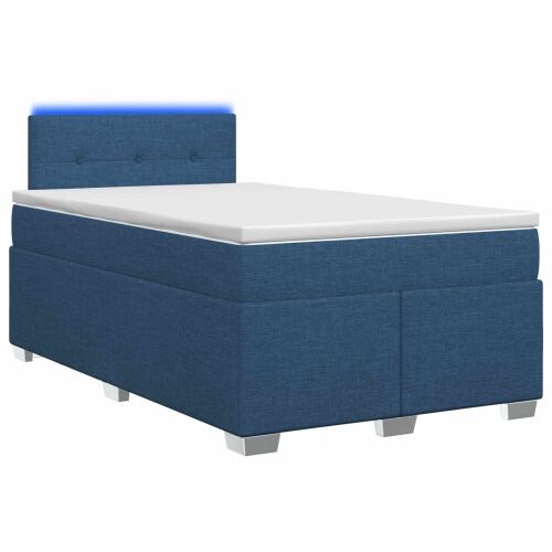 Krevet s box springom, madracem i LED-om Plava 120 x 200 cm - Plava 120 x 200 cm Prošiveno gumbima Cijena