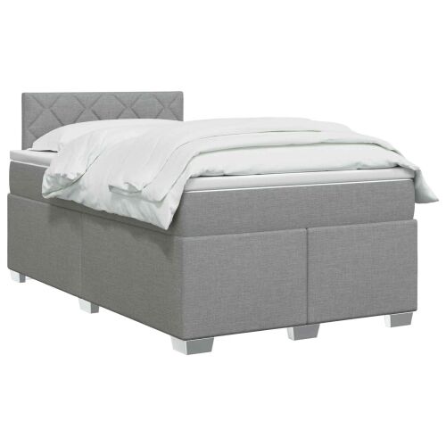 Krevet s box springom, madracem i LED-om Svjetlosiva Tkanina - Svjetlosiva 120 x 200 cm Dizajn s rombovima Cijena