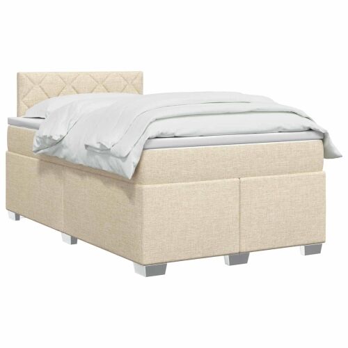Krevet s box springom, madracem i LED-om Krem 120 x 200 cm - Krem 120 x 200 cm Dizajn s rombovima Cijena