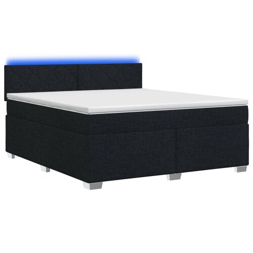 Krevet s box springom, madracem i LED-om Crna 140 x 190 cm - Crna 140 x 190 cm Dizajn s rombovima Cijena