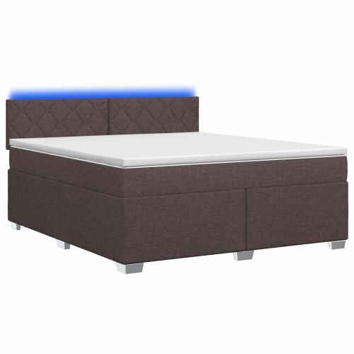 Krevet s box springom, madracem i LED-om Tamno smeđa Tkanina - Tamno smeđa 140 x 200 cm Dizajn s rombovima Cijena