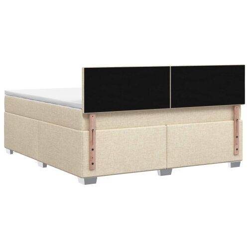 Krevet s box springom, madracem i LED-om Krem 160 x 200 cm - Krem 160 x 200 cm Prošiveno gumbima Cijena