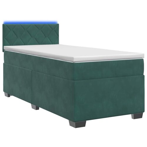 Krevet s box springom, madracem i LED-om Tamnozelena Baršun - Tamnozelena 80 x 200 cm Dizajn s rombovima Cijena