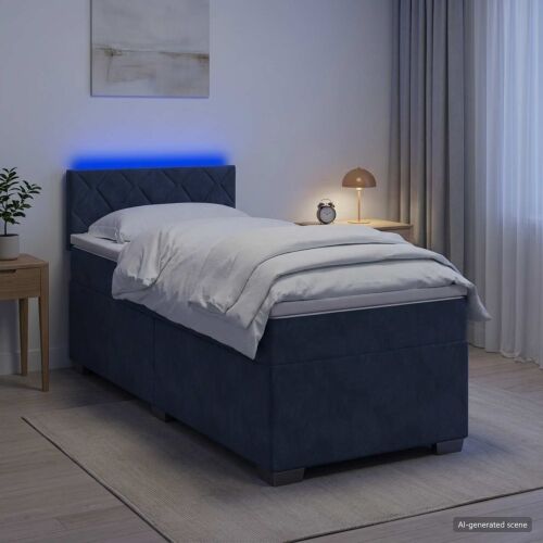 Krevet s box springom, madracem i LED-om Tamnosiva 100 x 200 cm - Tamnosiva 100 x 200 cm Dizajn s rombovima Cijena
