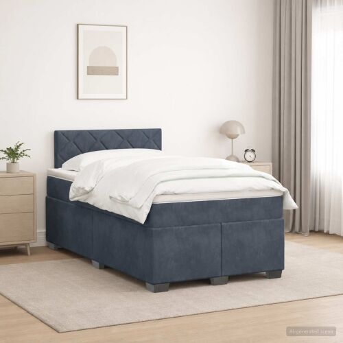 Krevet s box springom, madracem i LED-om Tamnosiva 120 x 190 cm - Tamnosiva 120 x 190 cm Dizajn s rombovima Cijena