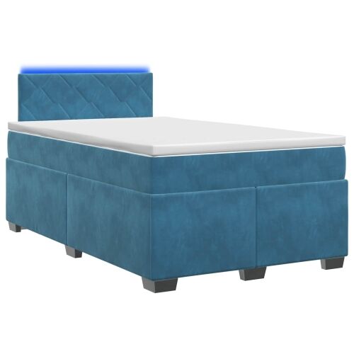 Krevet s box springom, madracem i LED-om Plava 120 x 190 cm - Plava 120 x 190 cm Dizajn s rombovima Cijena