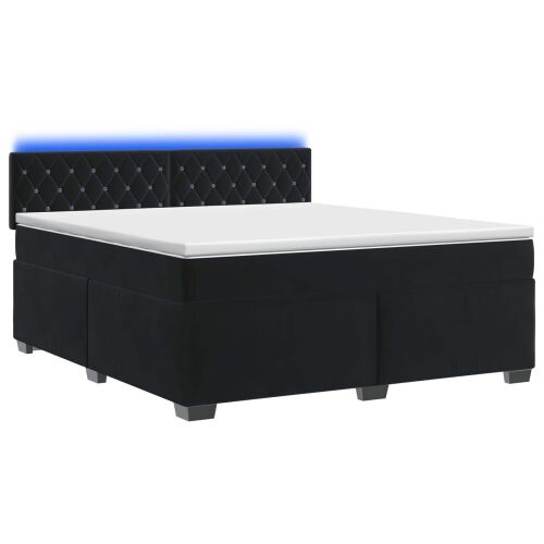 Krevet s box springom, madracem i LED-om Crna 140 x 190 cm - Crna 140 x 190 cm Kristal s dugmadima Cijena
