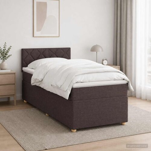 Boxspring krevet s madracem Tamno smeđa 80 x 200 cm Tkanina - Tamno smeđa 80 x 200 cm Dizajn s rombovima Cijena