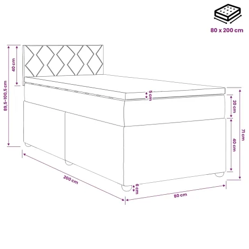 Boxspring krevet s madracem Tamno smeđa 80 x 200 cm Tkanina - Tamno smeđa 80 x 200 cm Dizajn s rombovima Cijena