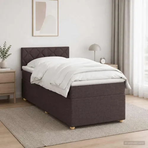Boxspring krevet s madracem Tamno smeđa 80 x 200 cm Tkanina - Tamno smeđa 80 x 200 cm Dizajn s rombovima Cijena