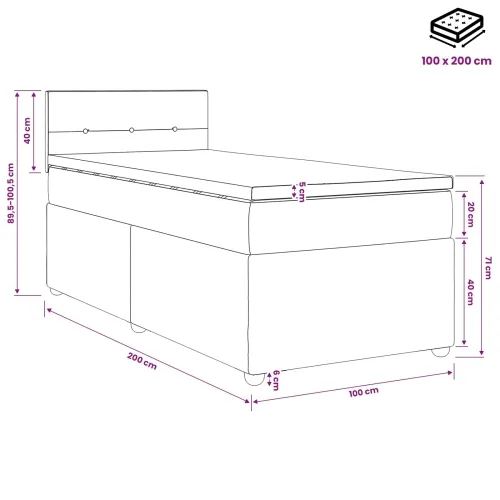 Boxspring krevet s madracem Plava 100 x 200 cm Tkanina - Plava 100 x 200 cm Prošiveno gumbima Cijena