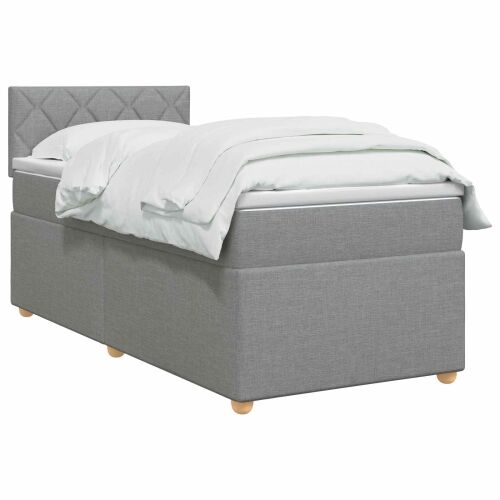 Boxspring krevet s madracem Svjetlosiva 100 x 200 cm Tkanina - Svjetlosiva 100 x 200 cm Dizajn s rombovima Cijena