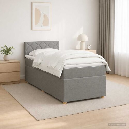 Boxspring krevet s madracem Svjetlosiva 100 x 200 cm Tkanina - Svjetlosiva 100 x 200 cm Dizajn s rombovima Cijena