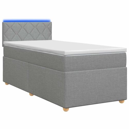Boxspring krevet s madracem Svjetlosiva 100 x 200 cm Tkanina - Svjetlosiva 100 x 200 cm Dizajn s rombovima Cijena