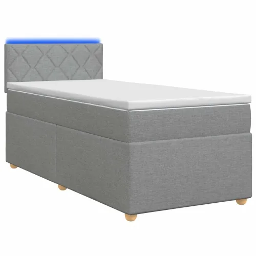 Boxspring krevet s madracem Svjetlosiva 100 x 200 cm Tkanina - Svjetlosiva 100 x 200 cm Dizajn s rombovima Cijena