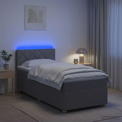 Boxspring krevet s madracem Svjetlosiva 100 x 200 cm Tkanina - Svjetlosiva 100 x 200 cm Dizajn s rombovima Cijena