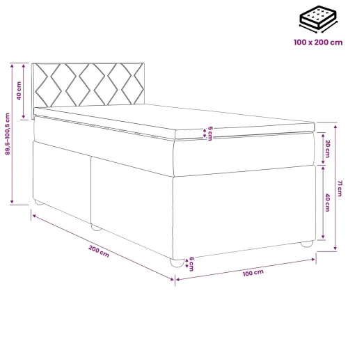 Boxspring krevet s madracem Krem 100 x 200 cm Tkanina - Krem 100 x 200 cm Dizajn s rombovima Cijena