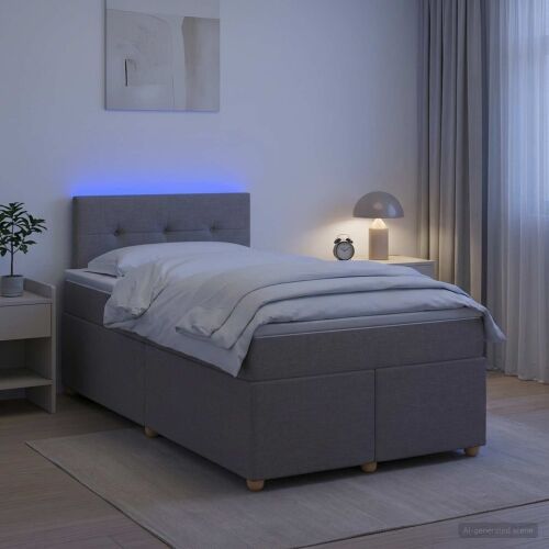 Boxspring krevet s madracem Sivosmeđa 120 x 190 cm Tkanina - Sivosmeđa 120 x 190 cm Prošiveno gumbima Cijena