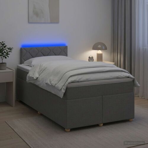 Boxspring krevet s madracem Svjetlosiva 120 x 190 cm Tkanina - Svjetlosiva 120 x 190 cm Dizajn s rombovima Cijena