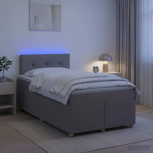 Boxspring krevet s madracem Sivosmeđa 120 x 200 cm Tkanina - Sivosmeđa 120 x 200 cm Prošiveno gumbima Cijena