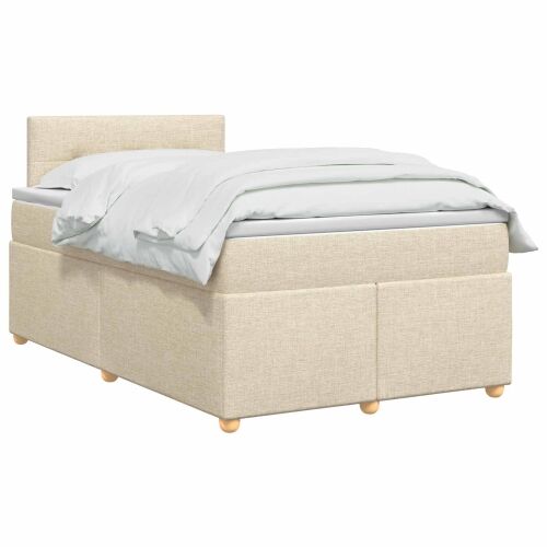 Boxspring krevet s madracem Krem 120 x 200 cm Tkanina - Krem 120 x 200 cm Prošiveno gumbima Cijena
