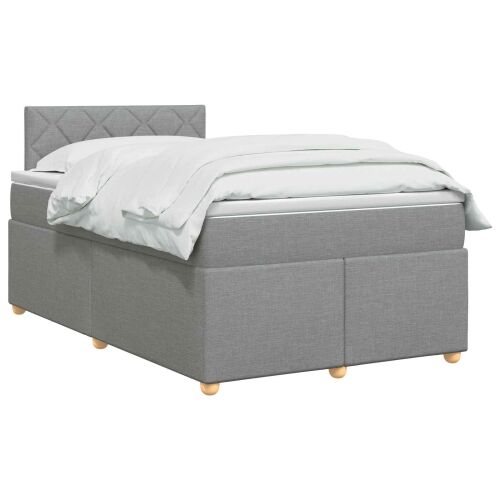 Boxspring krevet s madracem Svjetlosiva 120 x 200 cm Tkanina - Svjetlosiva 120 x 200 cm Dizajn s rombovima Cijena