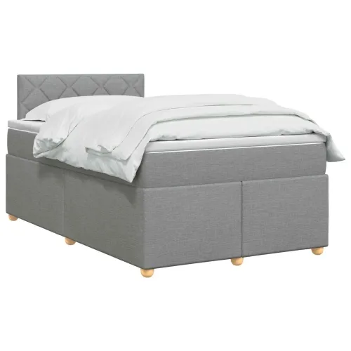 Boxspring krevet s madracem Svjetlosiva 120 x 200 cm Tkanina - Svjetlosiva 120 x 200 cm Dizajn s rombovima Cijena