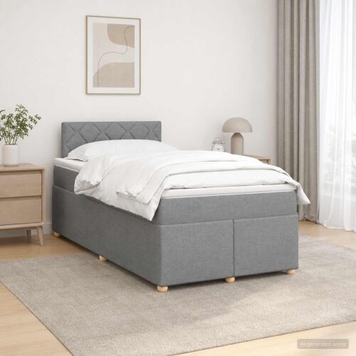 Boxspring krevet s madracem Svjetlosiva 120 x 200 cm Tkanina - Svjetlosiva 120 x 200 cm Dizajn s rombovima Cijena