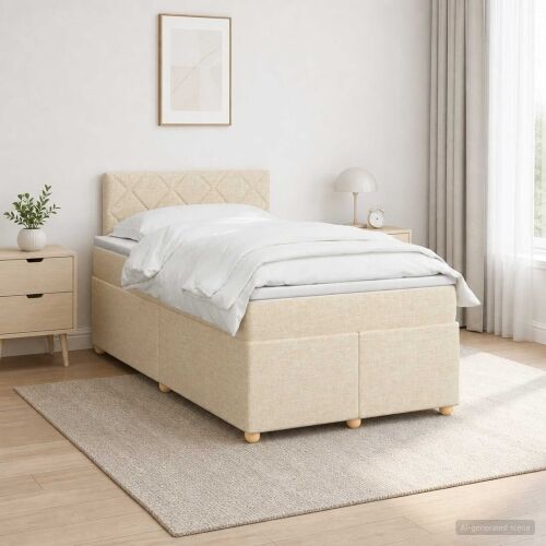 Boxspring krevet s madracem Krem 120 x 200 cm Tkanina - Krem 120 x 200 cm Dizajn s rombovima Cijena