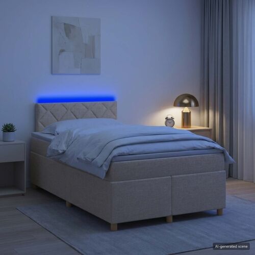 Boxspring krevet s madracem Krem 120 x 200 cm Tkanina - Krem 120 x 200 cm Dizajn s rombovima Cijena