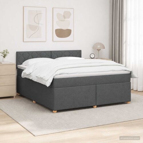 Boxspring krevet s madracem Tamnosiva 140 x 190 cm Tkanina - Tamnosiva 140 x 190 cm Dizajn s rombovima Cijena