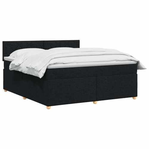 Boxspring krevet s madracem Crna 140 x 190 cm Tkanina - Crna 140 x 190 cm Dizajn s rombovima Cijena