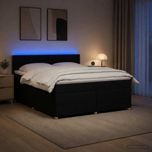 Boxspring krevet s madracem Crna 140 x 200 cm Tkanina - Crna 140 x 200 cm Dizajn s rombovima Cijena