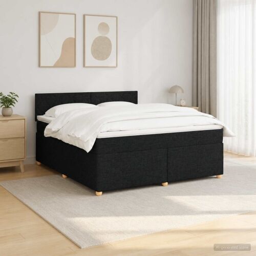 Boxspring krevet s madracem Crna 140 x 200 cm Tkanina - Crna 140 x 200 cm Dizajn s rombovima Cijena