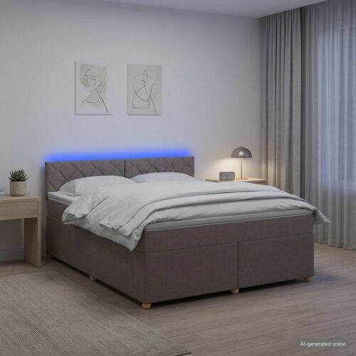 Boxspring krevet s madracem Sivosmeđa 160 x 200 cm Tkanina - Sivosmeđa 160 x 200 cm Dizajn s rombovima Cijena