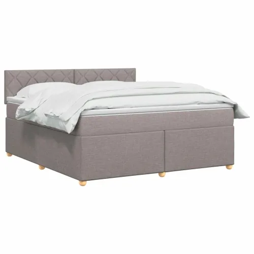 Boxspring krevet s madracem Sivosmeđa 160 x 200 cm Tkanina - Sivosmeđa 160 x 200 cm Dizajn s rombovima Cijena